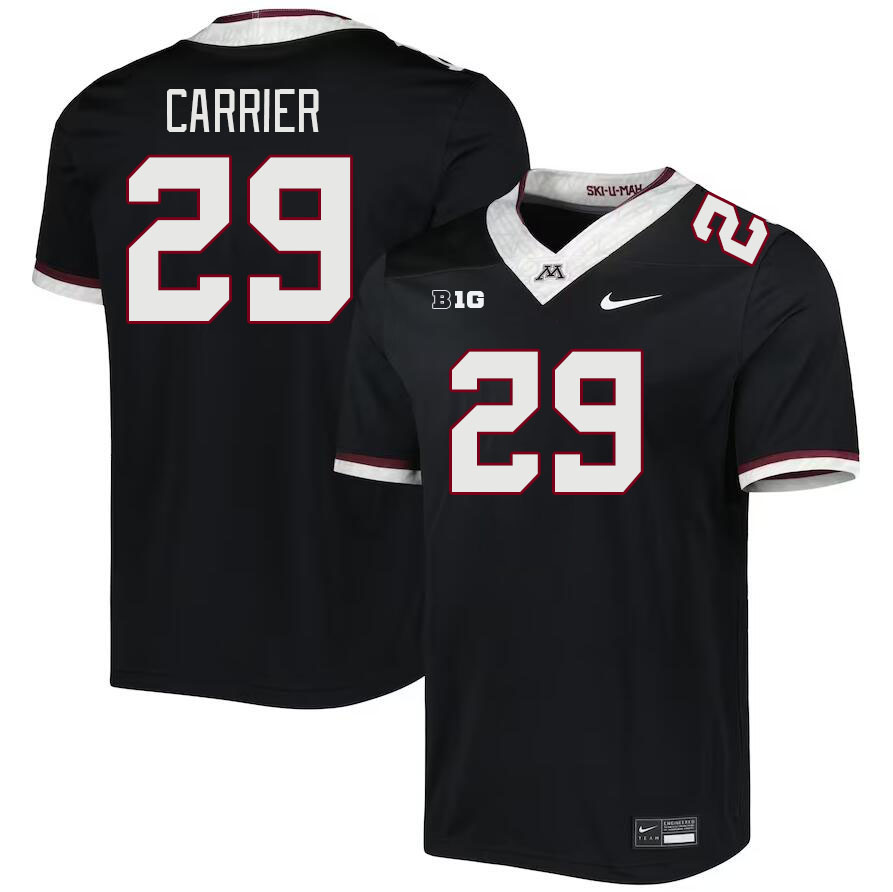 Men #29 Ethan Carrier Minnesota Golden Gophers College Football Jerseys Stitched Sale-Black